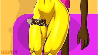 Busty Anime Housewife Cheats on Cuckold Husband - Hentai Cartoon Parody on Pink Couch