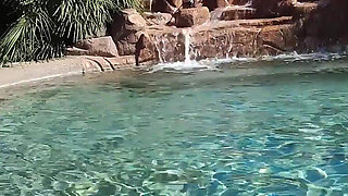 Hot Lesbian Interracial Fun in the Pool