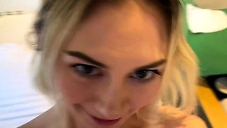 Blonde teen girlfriend blowjob and swallow cum
