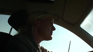 Blonde Amateur Fucks Herself with Dildo on Tractor - Outdoor Sex in Sunny Weather