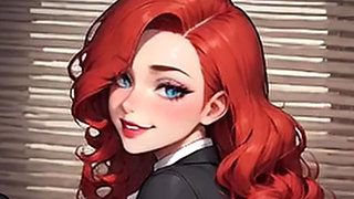 Waifu Secretary POV - Red Lingerie & Hair Variety Office Close-Up Fucking