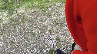 Slapping her naked vagina in car