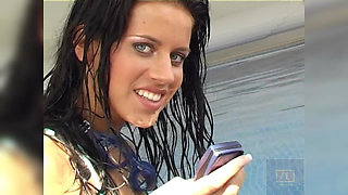 Hot Skinny Exgf Klara Playing Her Pussy in the Pool