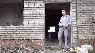 Teen Brunette Pissing In Abandoned Building Outdoor Fetish HD