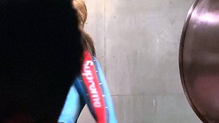 Non stop blonde with big boobs cock jerks off on the bed