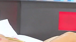 The Step Sister Cums Every Day on the Scissors Rubbing Her Honeyed Pussy