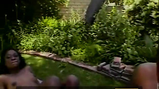 Hard black pussy licking in the garden...cum in mouth