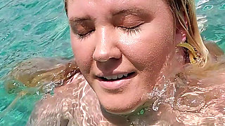 Swimming in the blue waters of Greece butt naked...
