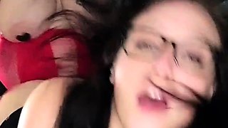 Amateur lesbians in the strapon riding scene