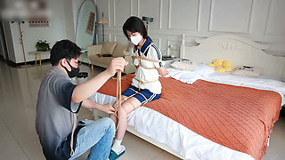 The Innocent Girlfriend Is Bound with Ropes in Her College Uniform
