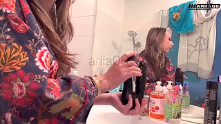 Petite French Goth Girl Tests Double Dildo in Pussy and Ass Solo