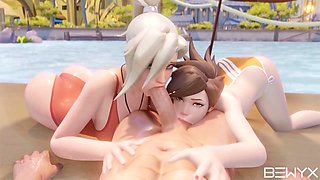 Mercy and Tracer Naughty Summer Foursome Adventure!