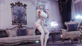 MikuMotion's 3D Hatsune Miku (g)i-Dle Queen Striptease - Busty Jiggle in Tight Uniform