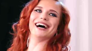 Redhead with a great body massaged and facefucked