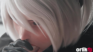 2b Nier Automata Blowjob & Town Cowgirl Fuck - Creamy Pussy & Creampie Ending 3D Animation