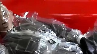 Busty blonde in latex fucked during a bdsm session