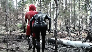 Latex Fetish Play with Rubber Doll