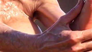 Old Granny Enjoying Oil Foot Massage - Desperate for Tongue in Toes