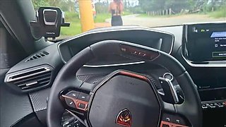 Risky Masturbation in the Car with a Hot Girl at the Bus Stop in Public!