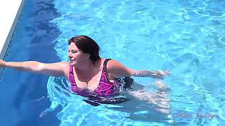 Auntjudys - Busty Redhead MILF Jojo Robinson Goes Skinny Dipping in the Pool