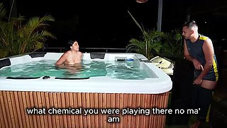Tommymiller fucks horny Latina technician with hard cock after catching her masturbating in jacuzzi - Big Tits, Big Ass, Colombian MILF