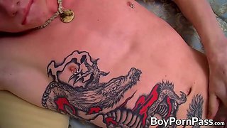 Cute twink loves to jerk off and cums all over himself after