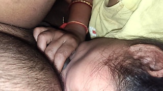 Girlfriend with hand blowjob at home