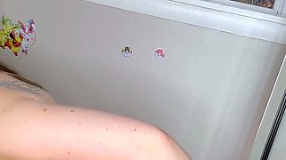 Blonde mature with big boobs masturbates in bed