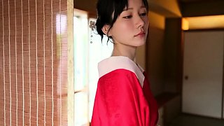 Japanese babe and a cucumber in masturbation fun