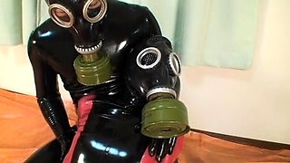 two women fetish latex asslicking and anal mff