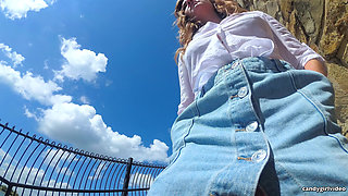 Skye Blue - Pink Micro Thong up the Skirt