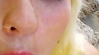 Blonde teen Angell is fucked in the ass by a stranger on the beach