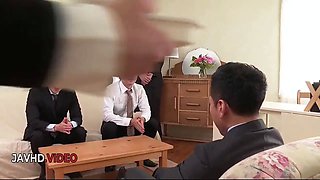 Sultry busty office babe delivers amazing JAV blow job session