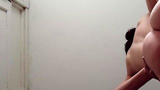 Fitness Yoga for Nudists. Hairy MILF Doing Yoga Naked in a Nudist Gym. Incredible View
