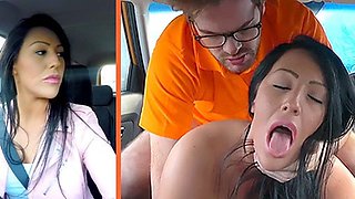 Fake Driving School - Bossy TEEN gets creampied by driving instructor