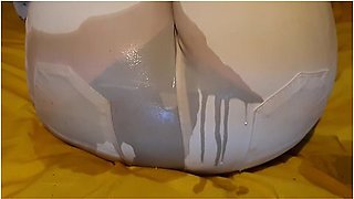 Bedwetting In Pee Stained White Jeans. Feeling Lazy And Wet The Bed Again ;p