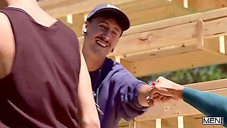 Men: Twink Rides A Big One Outside With Joey Mills And Leo Louis