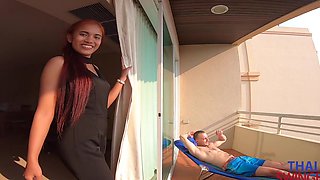 Asian hottie with fiery locks indulges in a steamy Thai encounter