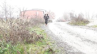 Gorgeous blonde babe Naomi Bennet is enjoying pissing outdoors