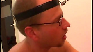 Milf gets fucked while bound: Eats cum while mouth is opened