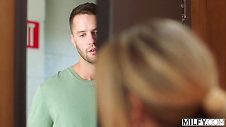 Curvy Blonde MILF's Creampie Passion in a Delivery Boy Rush