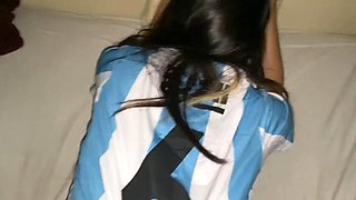 Latina neighbor Meylinboli shows up in her pink thong and gets her ass destroyed in this homemade clip